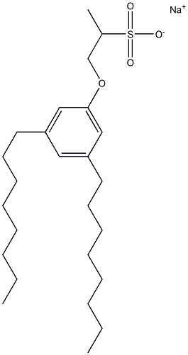 1-(3,5-ジオクチルフェノキシ)プロパン-2-スルホン酸ナトリウム 化学構造式