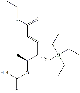 (4S,5S,E)-5-(カルバモイルオキシ)4-(トリエチルシリルオキシ)-2-ヘキセン酸エチル 化学構造式