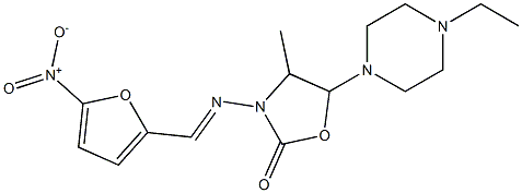 5-(4-Ethyl-1-piperazinyl)methyl-3-(5-nitrofurfurylidene)amino-2-oxazolidinone Struktur