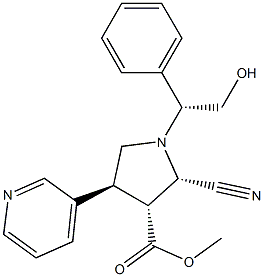(2S,3R,4S)-1-[(R)-1-Phenyl-2-hydroxyethyl]-2-cyano-4-(3-pyridinyl)pyrrolidine-3-carboxylic acid methyl ester Struktur