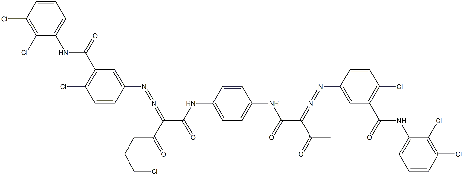 3,3'-[2-(2-クロロエチル)-1,4-フェニレンビス[イミノカルボニル(アセチルメチレン)アゾ]]ビス[N-(2,3-ジクロロフェニル)-6-クロロベンズアミド] 化学構造式