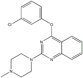 2-[4-メチル-1-ピペラジニル]-4-(3-クロロフェノキシ)キナゾリン 化学構造式