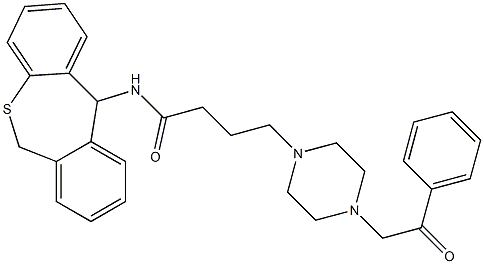 4-[4-(2-オキソ-2-フェニルエチル)-1-ピペラジニル]-N-[(6,11-ジヒドロジベンゾ[b,e]チエピン)-11-イル]ブチルアミド 化学構造式