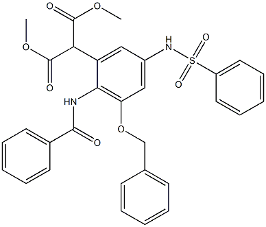 (2-Benzoylamino-3-benzyloxy-5-phenylsulfonylaminophenyl)malonic acid dimethyl ester,,结构式