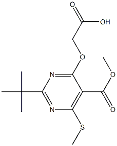 [2-tert-Butyl-5-methoxycarbonyl-6-methylthio-4-pyrimidinyloxy]acetic acid 结构式