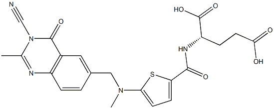 (2S)-2-[5-[N-Cyanomethyl-N-[[(3,4-dihydro-2-methyl-4-oxoquinazolin)-6-yl]methyl]amino]-2-thienylcarbonylamino]glutaric acid,,结构式