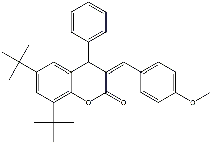 4-Phenyl-6,8-ditert-butyl-3,4-dihydro-3-(p-methoxybenzylidene)-2H-1-benzopyran-2-one Structure