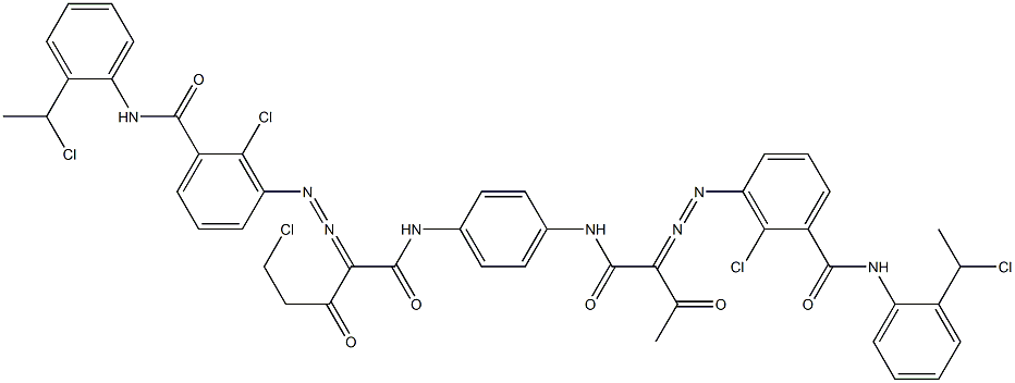 3,3'-[2-(クロロメチル)-1,4-フェニレンビス[イミノカルボニル(アセチルメチレン)アゾ]]ビス[N-[2-(1-クロロエチル)フェニル]-2-クロロベンズアミド] 化学構造式