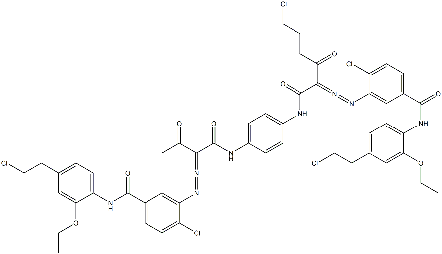 3,3'-[2-(2-Chloroethyl)-1,4-phenylenebis[iminocarbonyl(acetylmethylene)azo]]bis[N-[4-(2-chloroethyl)-2-ethoxyphenyl]-4-chlorobenzamide] Structure