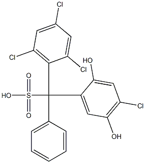 (4-クロロ-2,5-ジヒドロキシフェニル)(2,4,6-トリクロロフェニル)フェニルメタンスルホン酸 化学構造式
