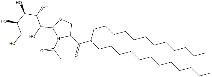 3-Acetyl-N,N-didodecyl-2-[(1R,2S,3R,4R)-1,2,3,4,5-pentahydroxypentyl]thiazolidine-4-carboxamide,,结构式