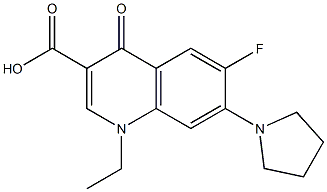 1,4-Dihydro-1-ethyl-6-fluoro-7-(pyrrolidin-1-yl)-4-oxoquinoline-3-carboxylic acid,,结构式