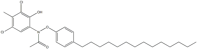 2-(4-テトラデシルフェノキシアセチルアミノ)-4,6-ジクロロ-5-メチルフェノール 化学構造式