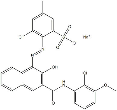 3-Chloro-5-methyl-2-[[3-[[(2-chloro-3-methoxyphenyl)amino]carbonyl]-2-hydroxy-1-naphtyl]azo]benzenesulfonic acid sodium salt,,结构式