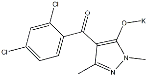 4-(2,4-Dichlorobenzoyl)-5-potassiooxy-1,3-dimethyl-1H-pyrazole 结构式