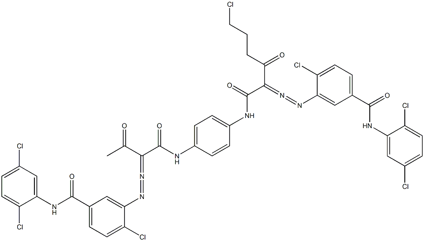 3,3'-[2-(2-Chloroethyl)-1,4-phenylenebis[iminocarbonyl(acetylmethylene)azo]]bis[N-(2,5-dichlorophenyl)-4-chlorobenzamide],,结构式