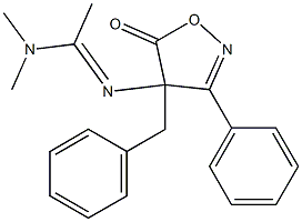 3-Phenyl-4-benzyl-4-[[1-(dimethylamino)ethylidene]amino]isoxazol-5(4H)-one Struktur
