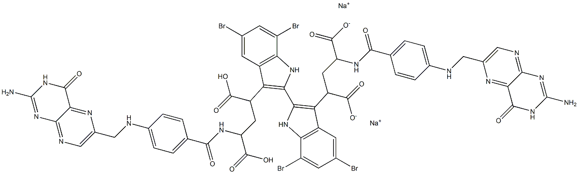 ジナトリウム5,5',7,7'-テトラブロモ-2,2'-ビ[1H-インドール]-3,3'-ジオラート 化学構造式