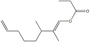 プロピオン酸2,3-ジメチル-1,7-オクタジエニル 化学構造式