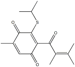 6-メチル-2-[(1-メチルエチル)チオ]-3-(2,3-ジメチル-2-ブテノイル)-2,5-シクロヘキサジエン-1,4-ジオン 化学構造式