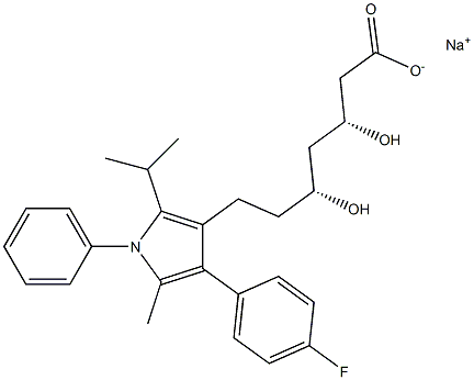 (3R,5R)-3,5-Dihydroxy-7-[2-isopropyl-1-phenyl-5-methyl-4-(4-fluorophenyl)-1H-pyrrol-3-yl]heptanoic acid sodium salt Struktur