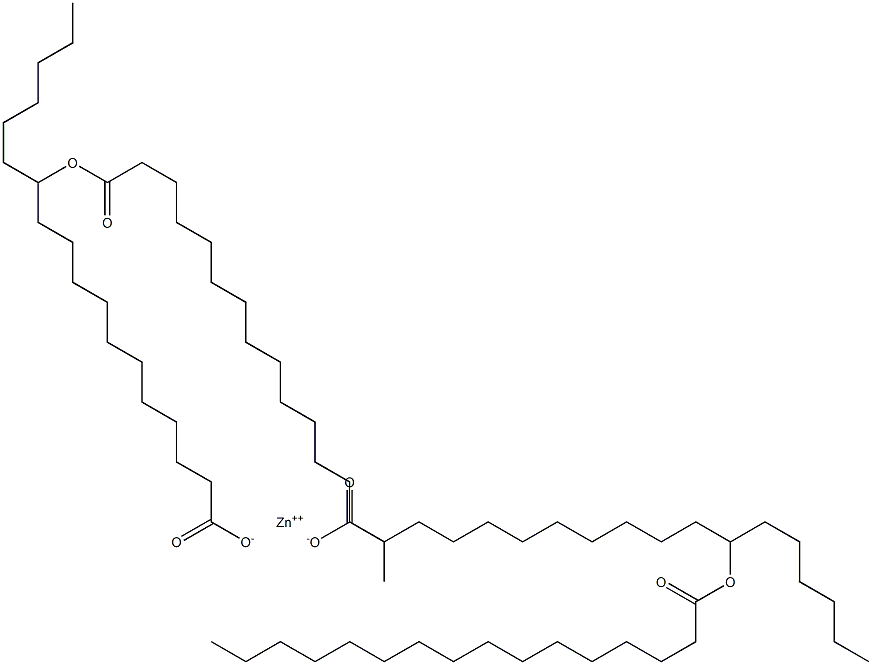 Bis(12-palmitoyloxyoctadecanoic acid)zinc salt,,结构式