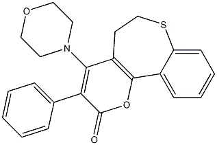 3-Phenyl-4-morpholino-5,6-dihydro-2H-[1]benzothiepino[5,4-b]pyran-2-one Struktur