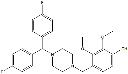 1-[Bis(4-fluorophenyl)methyl]-4-(4-hydroxy-2,3-dimethoxybenzyl)piperazine Struktur