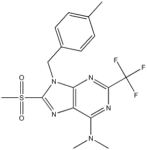 6-Dimethylamino-9-(4-methylbenzyl)-2-trifluoromethyl-8-methylsulfonyl-9H-purine 结构式