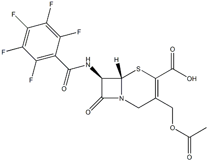 (7R)-7-[(2,3,4,5,6-ペンタフルオロベンゾイル)アミノ]-3-(アセトキシメチル)セファム-3-エン-4-カルボン酸 化学構造式