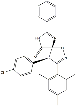 (4R,5R)-3-(2,4,6-トリメチルフェニル)-4-(4-クロロフェニル)-8-フェニル-1-オキサ-2,7,9-トリアザスピロ[4.4]ノナ-2,8-ジエン-6-オン 化学構造式