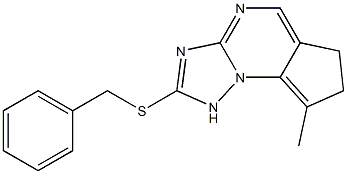 2-ベンジルチオ-6,7-ジヒドロ-8-メチル-1H-シクロペンタ[e][1,2,4]トリアゾロ[1,5-a]ピリミジン 化学構造式
