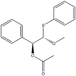 (1S,2S)-1-アセトキシ-2-メトキシ-1-フェニル-2-(フェニルチオ)エタン 化学構造式