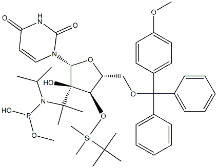5'-O-[(4-Methoxyphenyl)diphenylmethyl]-3'-O-(tert-butyldimethylsilyl)uridine-2'-(diisopropylaminophosphonous acid methyl) ester Struktur