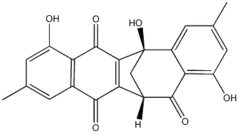 (5R,12S)-1,5,7-Trihydroxy-3,9-dimethyl-5,12-methano-5H-benzo[4,5]cyclohepta[1,2-b]naphthalene-6,11,13(12H)-trione Structure