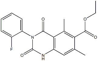 1,2,3,4-Tetrahydro-3-(2-fluorophenyl)-5,7-dimethyl-2,4-dioxoquinazoline-6-carboxylic acid ethyl ester Structure