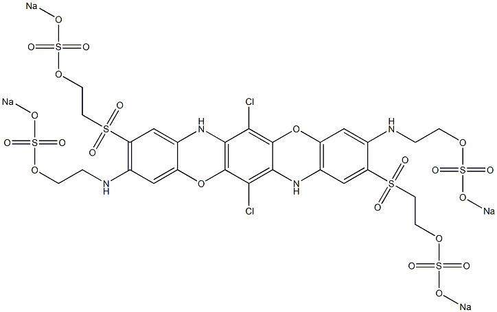 6,13-Dichloro-3,10-bis[2-(sodiooxysulfonyloxy)ethylamino]-2,9-bis[2-(sodiooxysulfonyloxy)ethylsulfonyl]-5,12-dioxa-7,14-diazapentacene,,结构式