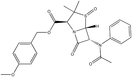 (2S,5β)-2β-(4-メトキシフェニルメトキシカルボニル)-3,3-ジメチル-7-オキソ-6α-(フェニルアセチルアミノ)-4-チア-1-アザビシクロ[3.2.0]ヘプタン4-オキシド 化学構造式