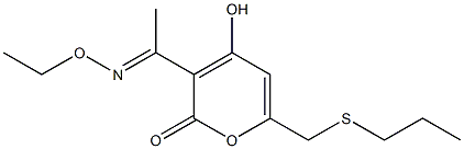 4-Hydroxy-6-propylthiomethyl-3-(1-ethyloxyiminoethyl)-2H-pyran-2-one|