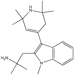 3-[(2,2,6,6-テトラメチル-1,2,5,6-テトラヒドロピリジン)-4-イル]-2-(2-メチル-2-アミノプロピル)-1-メチル-1H-インドール 化学構造式