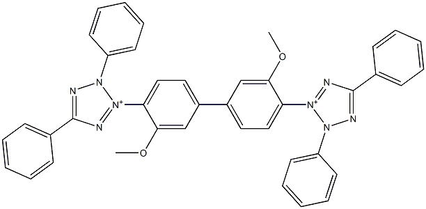 3,3'-(3,3'-Dimethoxybiphenyl-4,4'-diyl)bis(2,5-diphenyl-2H-tetrazole-3-ium) 结构式