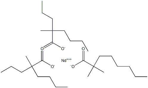 ネオジム(III)2,2-ジメチルオクタノアート=ビス(2-メチル-2-プロピルヘキサノアート) 化学構造式