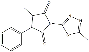 1-(5-Methyl-1,3,4-thiadiazol-2-yl)-4-methyl-3-phenylpyrrolidine-2,5-dione,,结构式