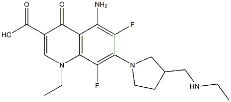 5-Amino-1-ethyl-6,8-difluoro-1,4-dihydro-4-oxo-7-[3-(ethylaminomethyl)-1-pyrrolidinyl]quinoline-3-carboxylic acid,,结构式