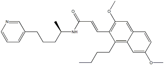 (E)-3-(1-Butyl-3,7-dimethoxynaphthalen-2-yl)-N-[(R)-1-methyl-4-(3-pyridinyl)butyl]acrylamide Struktur