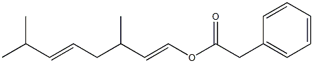 フェニル酢酸3,7-ジメチル-1,5-オクタジエニル 化学構造式