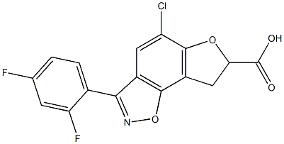 5-Chloro-7,8-dihydro-3-(2,4-difluorophenyl)furo[2,3-g][1,2]benzisoxazole-7-carboxylic acid 结构式