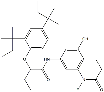 3-(N-フルオロ-N-プロピオニルアミノ)-5-[2-(2,4-ジ-tert-アミルフェノキシ)ブチリルアミノ]フェノール 化学構造式