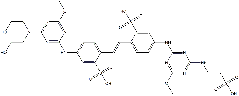 4-[4-[Bis(2-hydroxyethyl)amino]-6-methoxy-1,3,5-triazin-2-ylamino]-4'-[4-(2-sulfoethylamino)-6-methoxy-1,3,5-triazin-2-ylamino]-2,2'-stilbenedisulfonic acid