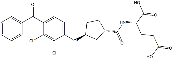 (4S)-4-[[(1S,3S)-3-(4-Benzoyl-2,3-dichlorophenoxy)cyclopentyl]carbonylamino]-4-carboxybutyric acid Struktur